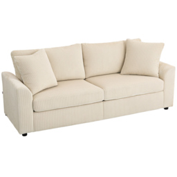 HOMCOM 3 Seater Cream Upholstered Jumbo Cord Sofa - Wilko - thumbnail 3