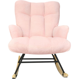 Alivio Pink Teddy Plush High Backrest Rocking Chair - Size: 68 x 52 x 95cm - Wilko - thumbnail 3