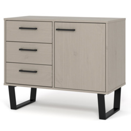 Texas Single Door 3 Drawer Grey Small Sideboard - Size: 43 x 90 x 73cm - Wilko - thumbnail 3