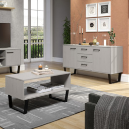 Texas Single Door 3 Drawer Grey Small Sideboard - Size: 43 x 90 x 73cm - Wilko - thumbnail 4