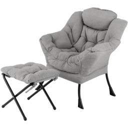 Costway Grey Lazy Chair with Ottoman - Size: Single - Wilko - thumbnail 3