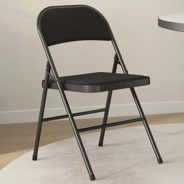 HOMCOM Set of 4 Black Linen Look Foldable Padded Chair with Cushioned Seat - Wilko - image 1