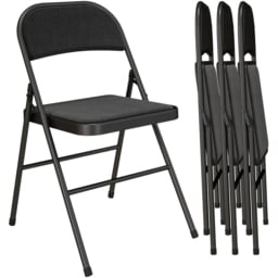 HOMCOM Set of 4 Black Linen Look Foldable Padded Chair with Cushioned Seat - Wilko - thumbnail 3