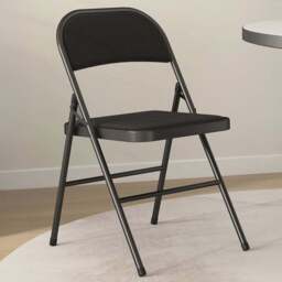 HOMCOM Set of 4 Black Linen Look Foldable Padded Chair with Cushioned Seat - Wilko