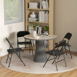 HOMCOM Set of 4 Black Linen Look Foldable Padded Chair with Cushioned Seat - Wilko - thumbnail 5