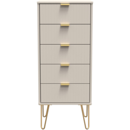Crowndale Linear 5 Drawer Kashmir Matt Tall Chest of Drawers Ready Assembled - Cream - Wilko - thumbnail 4