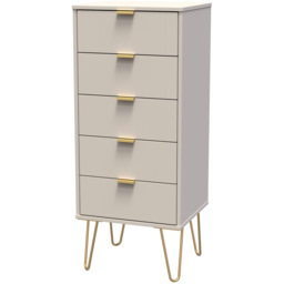 Crowndale Linear 5 Drawer Kashmir Matt Tall Chest of Drawers Ready Assembled - Cream - Wilko - thumbnail 3