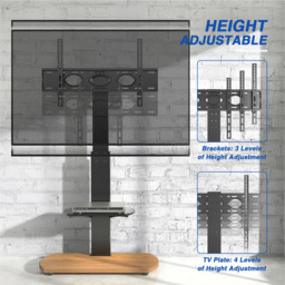 TTAP Single Shelf Black Freestanding TV Stand with Oak Base - Size: 117.6 x 60 x 40cm - Wilko - thumbnail 6