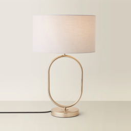 ValueLights Antonia Grey Fabric Drum Lamp Shade Brushed Chrome Oval LED Table Lamp - Size: 42.3 x 25 x 25cm - Silver - Wilko - thumbnail 6