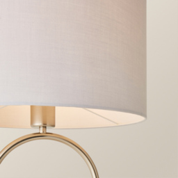 ValueLights Antonia Grey Fabric Drum Lamp Shade Brushed Chrome Oval LED Table Lamp - Size: 42.3 x 25 x 25cm - Silver - Wilko - thumbnail 4