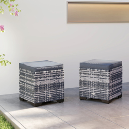 Outsunny Dark Grey Rattan Footstool with Storage Set of 2 - Size: 40 x 40 x 40cm - Wilko - thumbnail 5