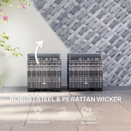Outsunny Dark Grey Rattan Footstool with Storage Set of 2 - Size: 40 x 40 x 40cm - Wilko - thumbnail 7