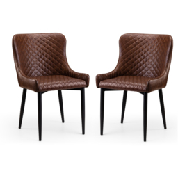Julian Bowen Luxe Set of 2 Brown Faux Leather Dining Chair - Wilko - thumbnail 3