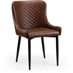 Julian Bowen Luxe Set of 2 Brown Faux Leather Dining Chair - Wilko - thumbnail 4