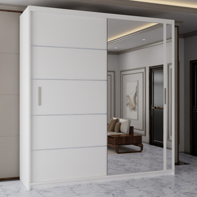 Sliding Wardrobes 4U 2 Sliding Door White Modern Mirrored Wardrobe 120cm - Size: 2 Door - Wilko - image 1