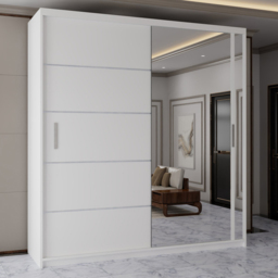 Sliding Wardrobes 4U 2 Sliding Door White Modern Mirrored Wardrobe 120cm - Size: 2 Door - Wilko - thumbnail 1