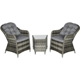Outsunny 3pc Rattan Bistro Set Grey - Size: 2 Seater - Wilko - thumbnail 3