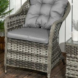 Outsunny 3pc Rattan Bistro Set Grey - Size: 2 Seater - Wilko - thumbnail 4