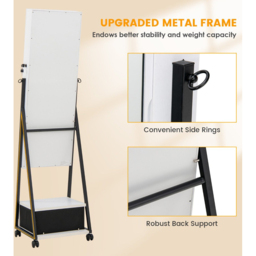 Costway White Lockable Mirrored Jewellery Cabinet - Size: 119 x 45 x 21cm - Wilko - thumbnail 7