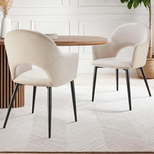 tectake Sasha Set of 2 Cream Dining Chair - Wilko - image 1