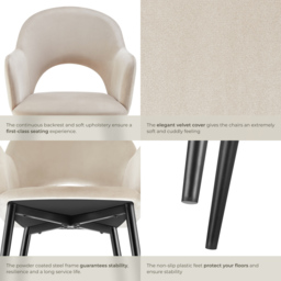 tectake Sasha Set of 2 Cream Dining Chair - Wilko - thumbnail 6