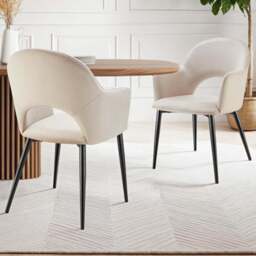 tectake Sasha Set of 2 Cream Dining Chair - Wilko