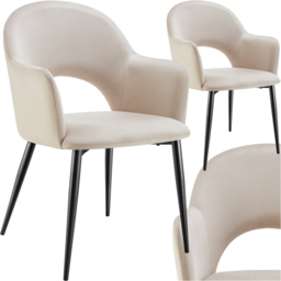 tectake Sasha Set of 2 Cream Dining Chair - Wilko - thumbnail 3