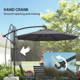 Outsunny Grey Cantilever Banana Parasol with Base 3m - Wilko - thumbnail 6