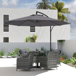 Outsunny Grey Cantilever Banana Parasol with Base 3m - Wilko - thumbnail 4