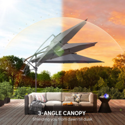 Outsunny Grey Cantilever Banana Parasol with Base 3m - Wilko - thumbnail 7