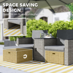 Outsunny 2 Seater Grey Rattan Garden Furniture Set - Wilko - thumbnail 5