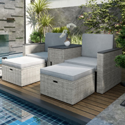 Outsunny 2 Seater Grey Rattan Garden Furniture Set - Wilko - thumbnail 1