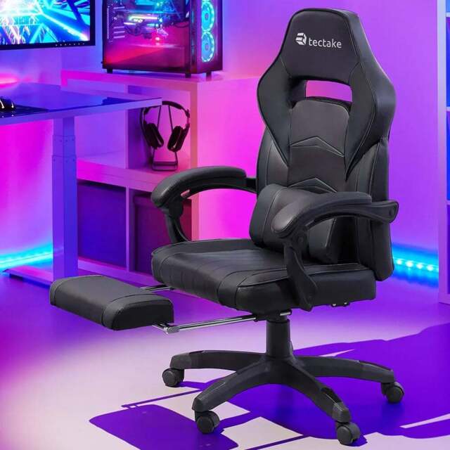 tectake Comodo Black Gaming Chair - Size: 127.5 x 70 x 69cm - Wilko - image 1