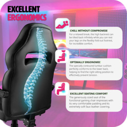 tectake Comodo Black Gaming Chair - Size: 127.5 x 70 x 69cm - Wilko - thumbnail 7
