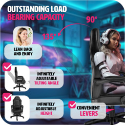 tectake Comodo Black Gaming Chair - Size: 127.5 x 70 x 69cm - Wilko - thumbnail 6