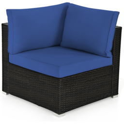 Costway 5 Seater Navy Outdoor Rattan Sofa Set with Seat and Cushion - Blue - Wilko - thumbnail 5
