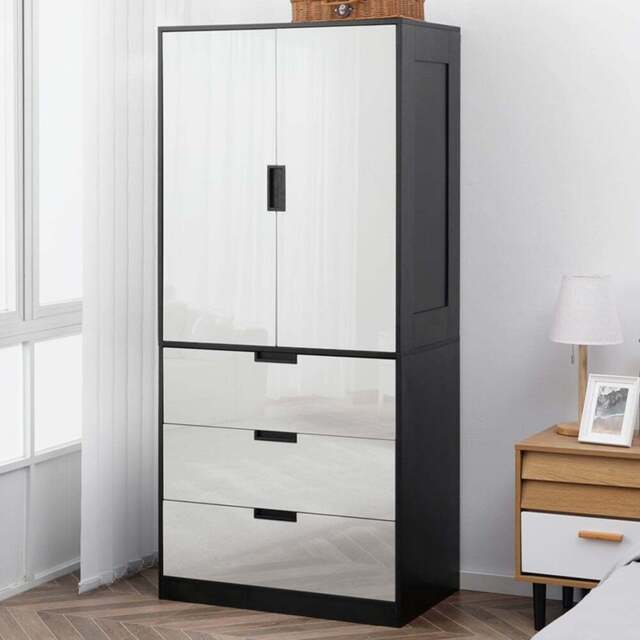 HOMCOM 2 Door 2 Drawer White Modern Wardrobe - Size: 2 Door, 2 Drawer - Wilko - image 1