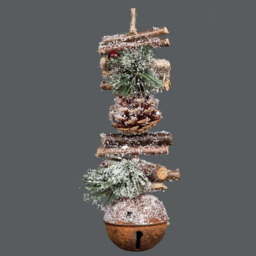 Shatchi Rustic Jingle Bells Hanging Christmas Decoration 33cm - Size: 33 x 18 x 3.4cm - Brown - Wilko - thumbnail 3