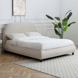 Nova Double Natural Boucle Upholstered Bed Frame with Headboard - Kyoto Futons - Wilko - thumbnail 1