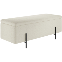 Lola Ivory and Matte Black Boucle Storage Ottoman - Cream - LPD Home - Wilko - thumbnail 3