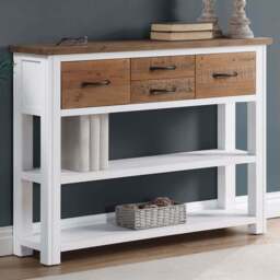 Baumhaus Splash of White 4 Drawer 2 Shelf White Low Bookcase - Wilko - thumbnail 1