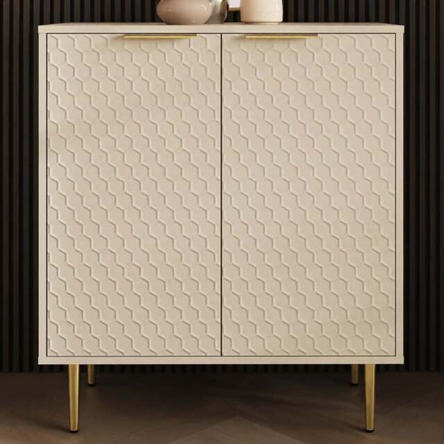 GFW Azariah 2 Door Ivory Compact Sideboard - Size: 88.2 x 76.3 x 39cm - Wilko - image 1