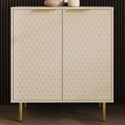 GFW Azariah 2 Door Ivory Compact Sideboard - Size: 88.2 x 76.3 x 39cm - Wilko