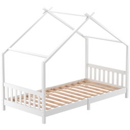 Living and Home Pine Wood House-Shaped Bed Frame - Size: Single - White - Wilko - thumbnail 3
