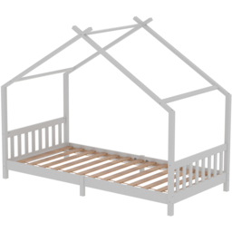 Living and Home Pine Wood House-Shaped Bed Frame - Size: Single - White - Wilko - thumbnail 4