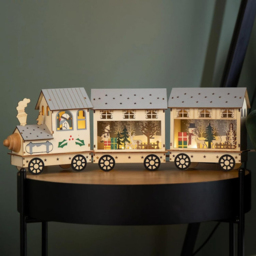 Marco Paul Natural Wooden Train and Carriages LED Christmas Decoration 48cm - Size: 20 x 20 x 10cm - Wilko - thumbnail 3
