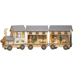 Marco Paul Natural Wooden Train and Carriages LED Christmas Decoration 48cm - Size: 20 x 20 x 10cm - Wilko - thumbnail 1