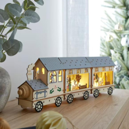 Marco Paul Natural Wooden Train and Carriages LED Christmas Decoration 48cm - Size: 20 x 20 x 10cm - Wilko - thumbnail 5