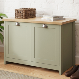 GFW Lancaster 2 Door Sage Green Shoe Cabinet - Wilko