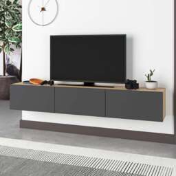 Decortie Francy Oak and Anthracite TV Unit with Storage Cabinet - Multi - Wilko - thumbnail 1